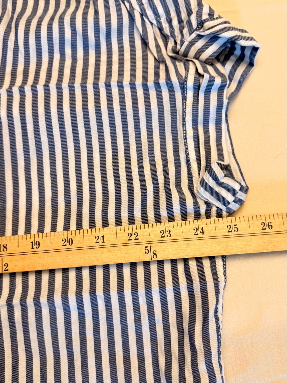 Lola River Womens Blue White Striped Tencel Short Sleeve Button down Shirt XL - Picture 4 of 8